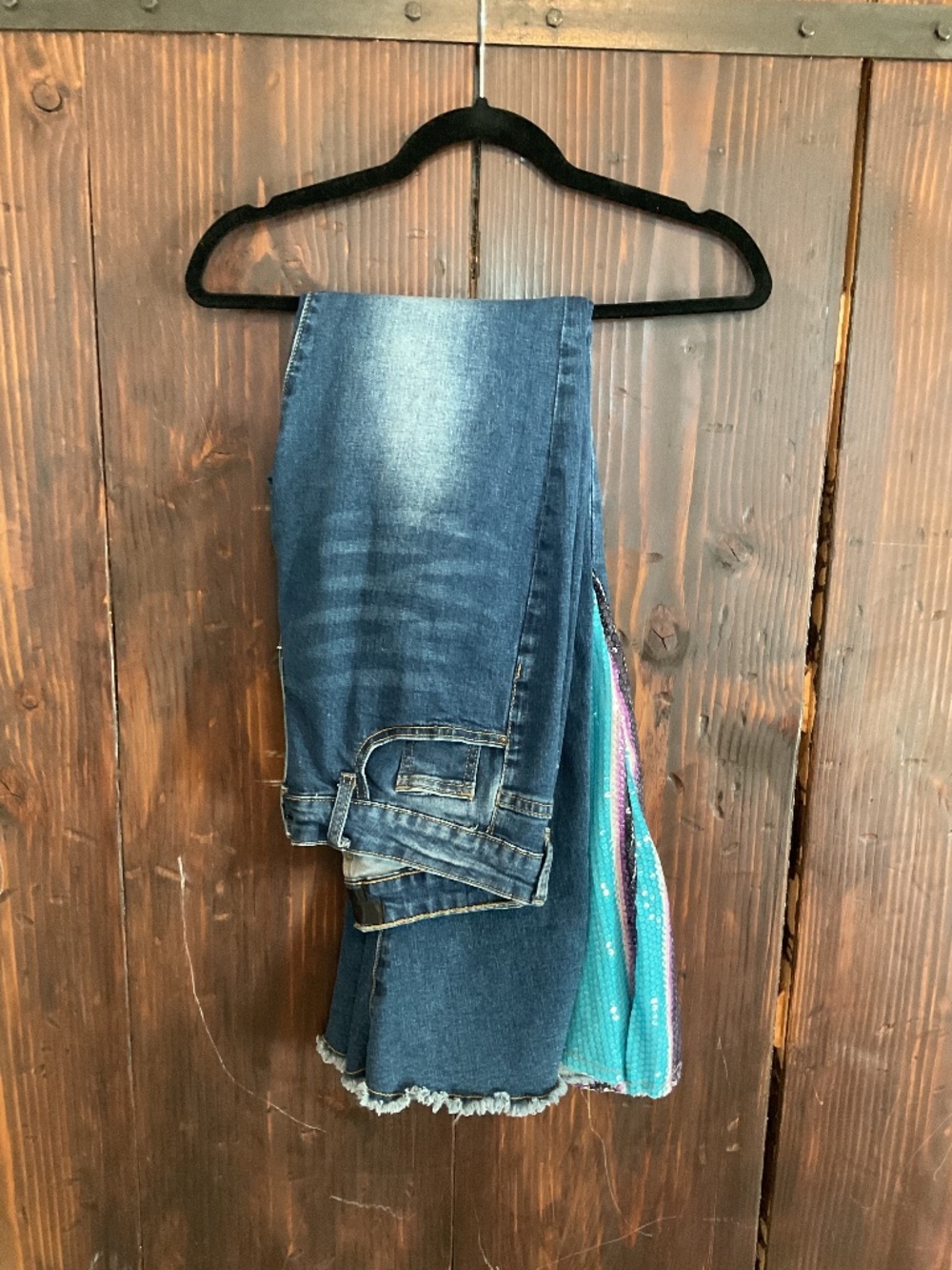 Lucky and blessed size 10 blue and purple accent bell bottoms
